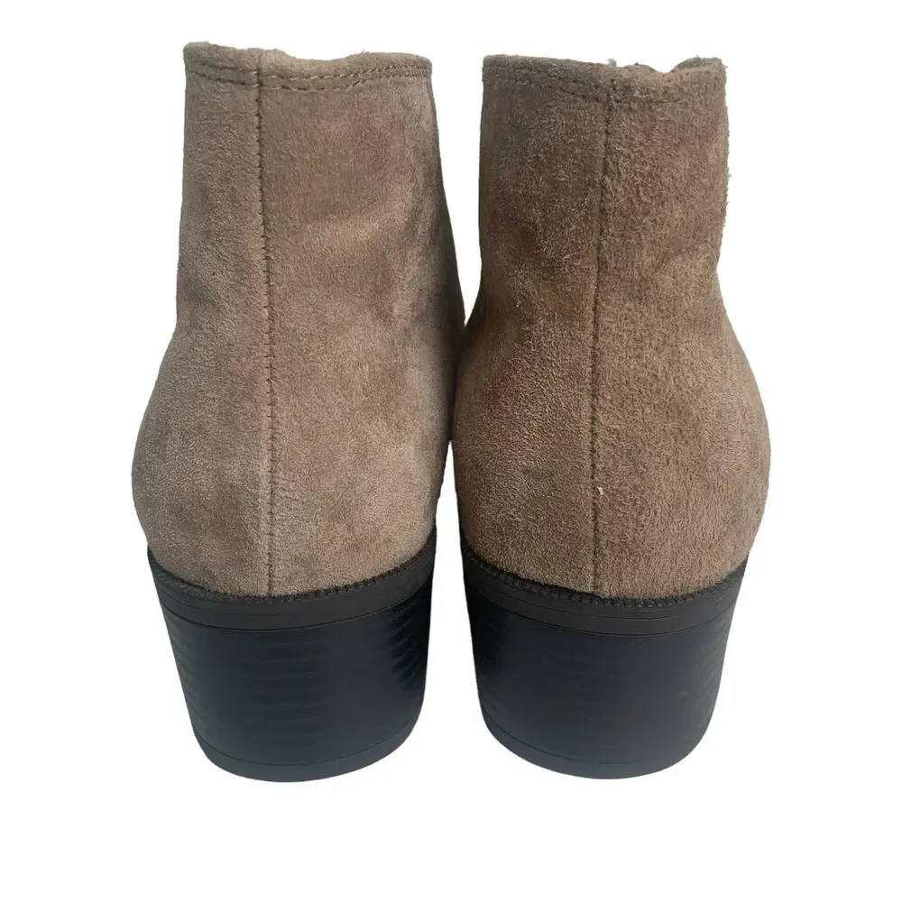 White Mountain Sz 9 Seneca Ankle Booties Taupe Beige Genuine Suede Leather Boots